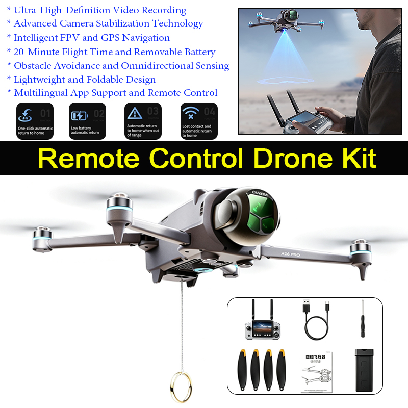 Drone Surveying - A26 Pro GPS-Drohne mit 4,5-Zoll-Großbildfernbedienung 4K